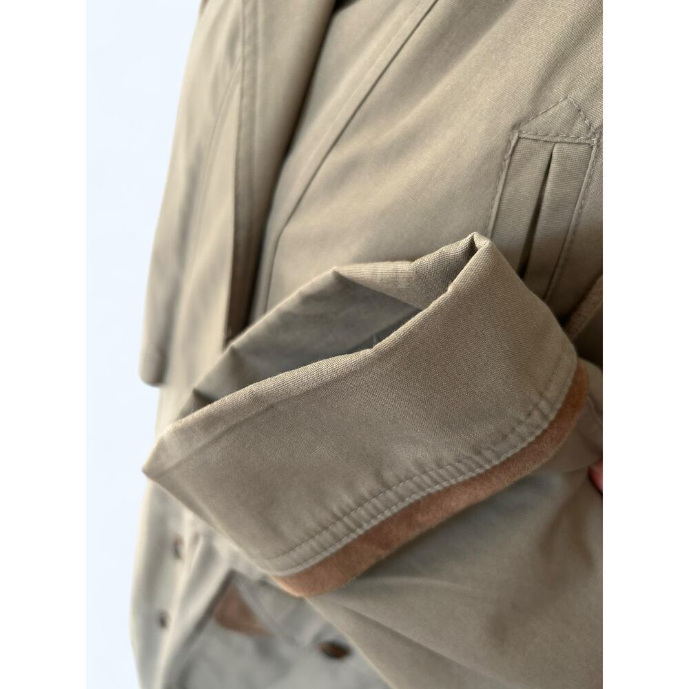 Vintage 80s Trench Coat Fleet Street Tan Leather Trimmed Women's 4 Petite Preppy - Picture 3 of 11